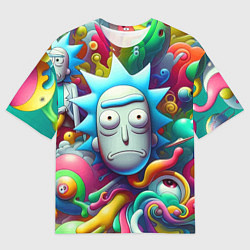 Футболка оверсайз мужская Рик Санчес - граффити, цвет: 3D-принт