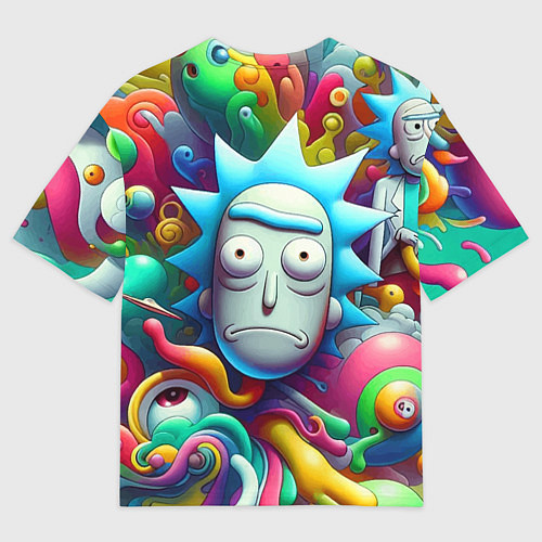 Мужская футболка оверсайз Рик Санчес - граффити / 3D-принт – фото 2