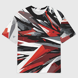 Мужская футболка оверсайз Чёрно-красно-белая абстракция