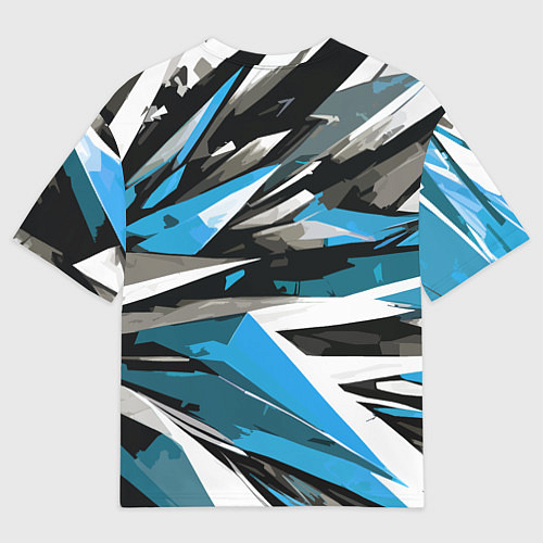 Мужская футболка оверсайз Чёрно-сине-белая абстракция / 3D-принт – фото 2