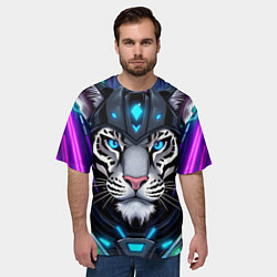 Футболка оверсайз мужская Крутой неоновый тигр, цвет: 3D-принт — фото 2