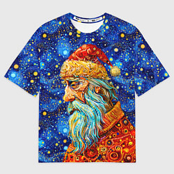 Футболка оверсайз мужская Santa Claus: pop-art-brut-nouveau pointillism, цвет: 3D-принт