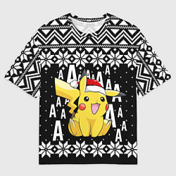 Футболка оверсайз мужская Пикачу свитер ugly black, цвет: 3D-принт
