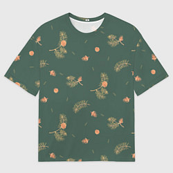 Мужская футболка оверсайз Сосновые ветки и шишки