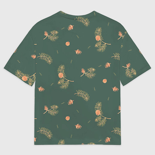 Мужская футболка оверсайз Сосновые ветки и шишки / 3D-принт – фото 2