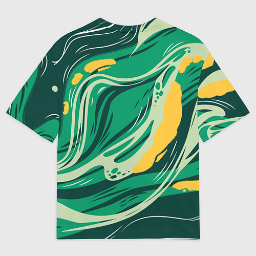 Мужская футболка оверсайз Абстрактные полосы в зелёных тонах / 3D-принт – фото 2