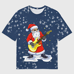 Мужская футболка оверсайз Новогодний музыкант дед мороз