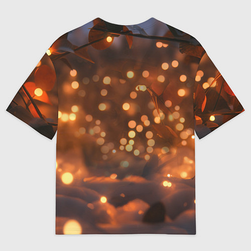 Мужская футболка оверсайз Лисичка в желтых огоньках / 3D-принт – фото 2