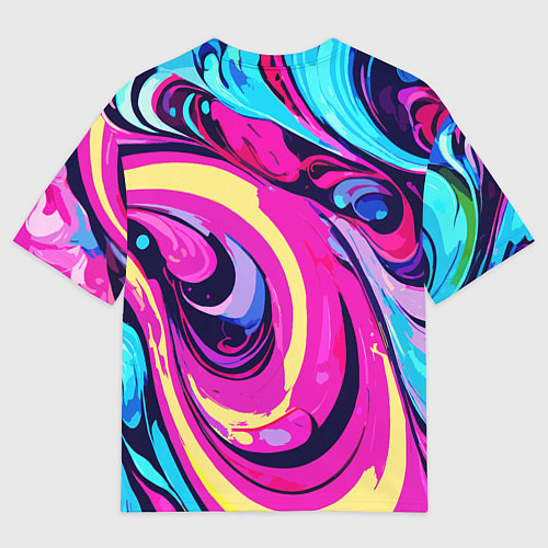 Мужская футболка оверсайз Сине-розовый узор / 3D-принт – фото 2