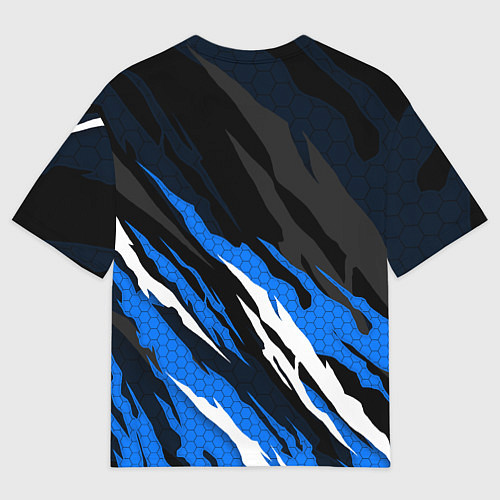 Мужская футболка оверсайз Блюлок - синий языки / 3D-принт – фото 2