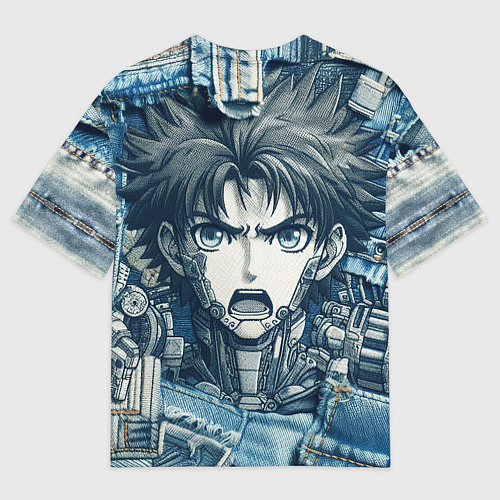Мужская футболка оверсайз Герой аниме на пэчворк / 3D-принт – фото 2