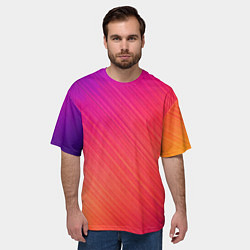 Футболка оверсайз мужская Градиент в косую полоску, цвет: 3D-принт — фото 2