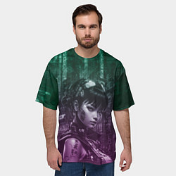 Футболка оверсайз мужская Азиатская девушка-андроид, цвет: 3D-принт — фото 2