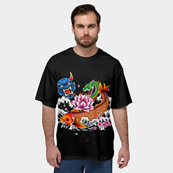 Футболка оверсайз мужская Татуировка рыба кои, цвет: 3D-принт — фото 2