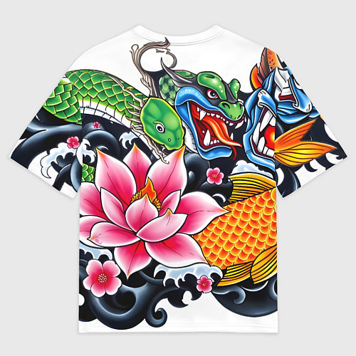 Мужская футболка оверсайз Иредзуми на белом фоне / 3D-принт – фото 2
