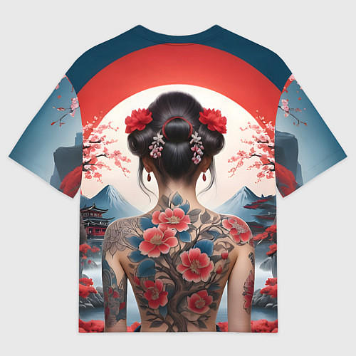 Мужская футболка оверсайз Девушка в татуировках / 3D-принт – фото 2