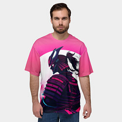 Футболка оверсайз мужская Самурай на розовом фоне, цвет: 3D-принт — фото 2