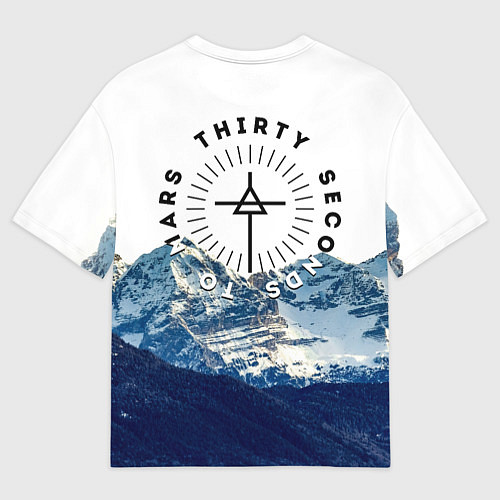 Мужская футболка оверсайз 30 Seconds to Mars - снежные горы / 3D-принт – фото 2