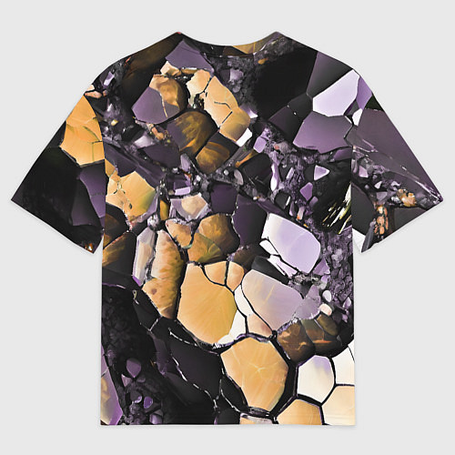 Мужская футболка оверсайз Чёрно-жёлтый камень / 3D-принт – фото 2