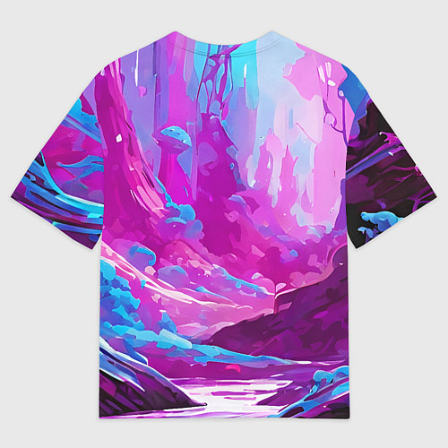 Мужская футболка оверсайз Фиолетовая кислотная абстракция / 3D-принт – фото 2