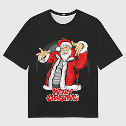 Мужская футболка оверсайз Дед мороз веселый