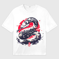 Мужская футболка оверсайз Змея и иероглифы