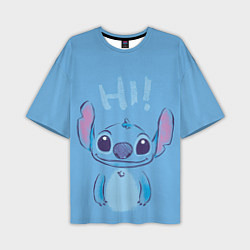 Мужская футболка оверсайз Stitch says hi