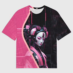 Мужская футболка оверсайз Девушка-андроид в японском стиле