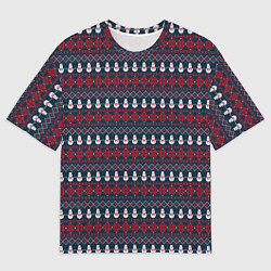 Футболка оверсайз мужская Снеговик и снежинки, цвет: 3D-принт