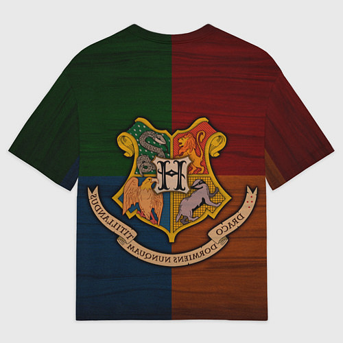 Мужская футболка оверсайз Hogwarts emblem / 3D-принт – фото 2