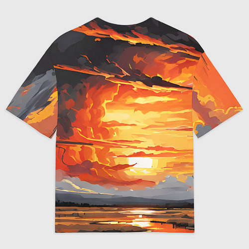 Мужская футболка оверсайз Багровый закат / 3D-принт – фото 2