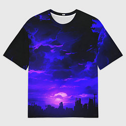 Футболка оверсайз мужская Фиолетовый апокалиптический закат, цвет: 3D-принт