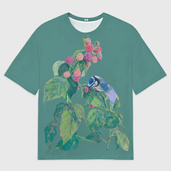 Футболка оверсайз мужская Малина и синичка, цвет: 3D-принт