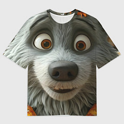 Мужская футболка оверсайз Волк и цыпа