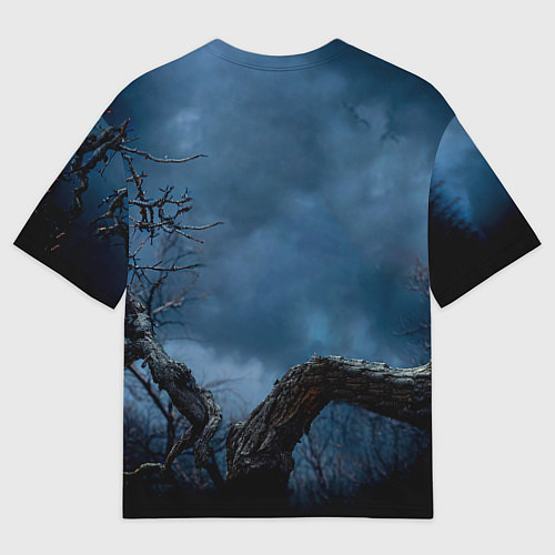 Мужская футболка оверсайз Ворон на закате / 3D-принт – фото 2