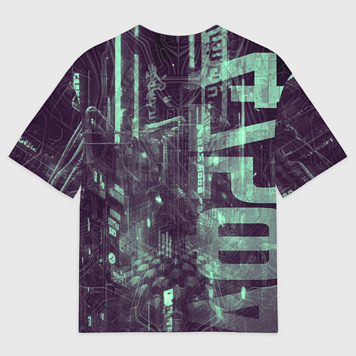 Мужская футболка оверсайз Девушка-андроид в фосфорном излучении / 3D-принт – фото 2