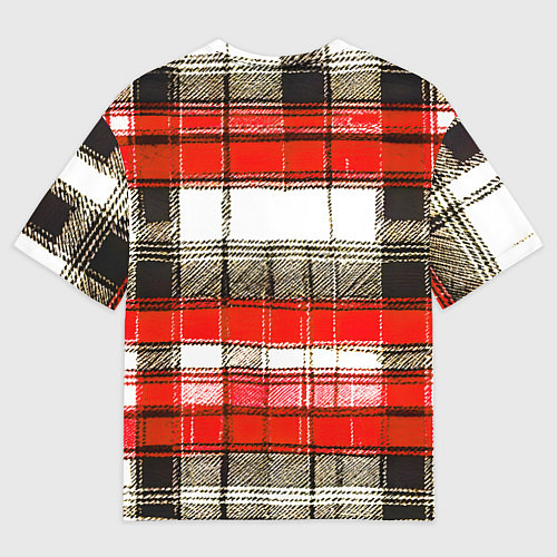 Мужская футболка оверсайз Чёрные полосы на красно-белом фоне / 3D-принт – фото 2