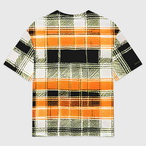 Мужская футболка оверсайз Белые полосы на чёрно-жёлтом фоне / 3D-принт – фото 2