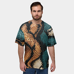 Футболка оверсайз мужская Кожа в змеином стиле, цвет: 3D-принт — фото 2