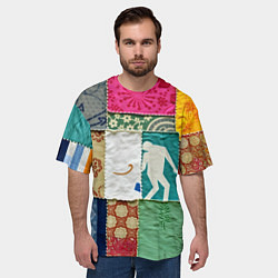 Футболка оверсайз мужская Пэчворк с человечком, цвет: 3D-принт — фото 2