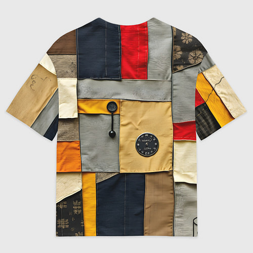 Мужская футболка оверсайз Ретро пэчворк / 3D-принт – фото 2