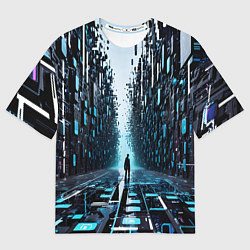 Футболка оверсайз мужская Человек в цифровом лесу, цвет: 3D-принт