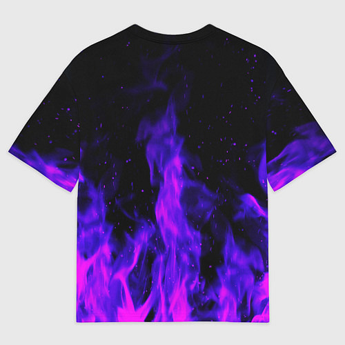 Мужская футболка оверсайз Неоновый огонь на черном фоне / 3D-принт – фото 2