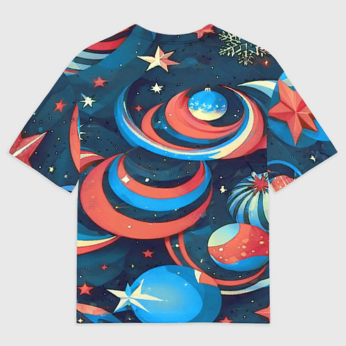 Мужская футболка оверсайз Абстракция ёлочных игрушек / 3D-принт – фото 2