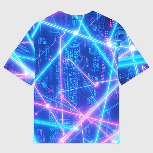 Мужская футболка оверсайз Неоновые провода / 3D-принт – фото 2