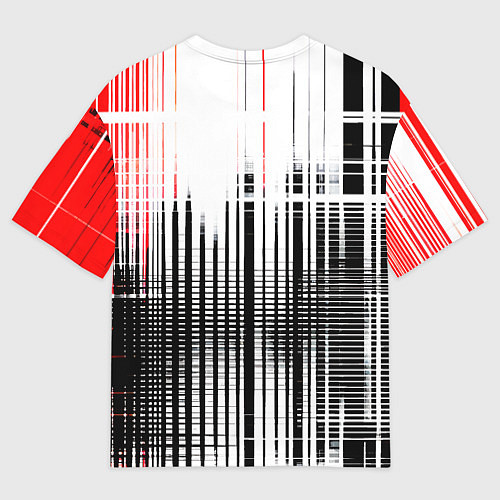 Мужская футболка оверсайз Красно-чёрный гранж на белом фоне / 3D-принт – фото 2