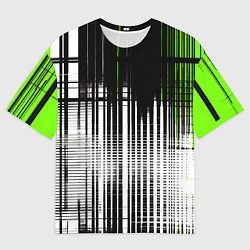 Футболка оверсайз мужская Зелёно-чёрный гранж на белом фоне, цвет: 3D-принт
