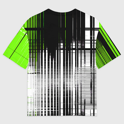 Мужская футболка оверсайз Зелёно-чёрный гранж на белом фоне / 3D-принт – фото 2