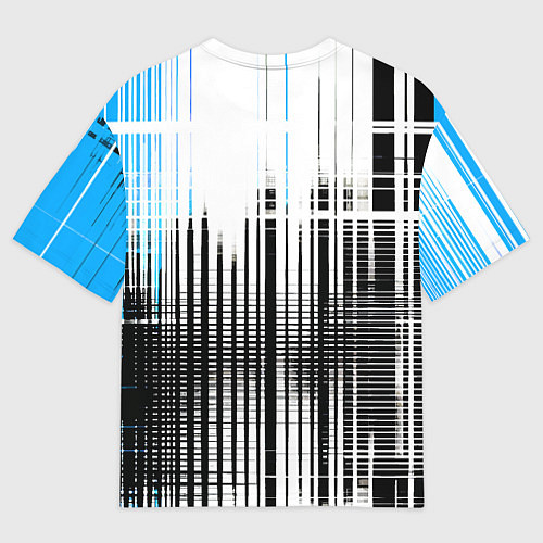 Мужская футболка оверсайз Сине-чёрный гранж на белом фоне / 3D-принт – фото 2