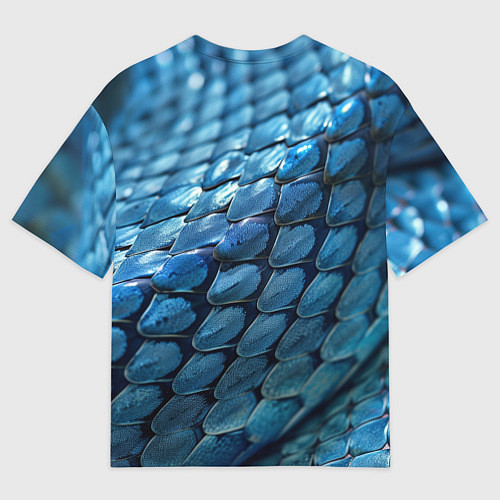 Мужская футболка оверсайз Голубая кожа змеи / 3D-принт – фото 2
